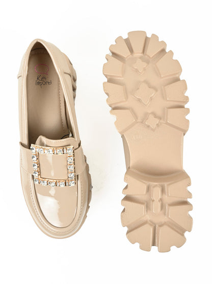 Women, Women Footwear, Beige Loafers