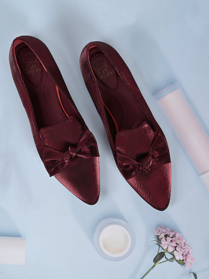 Footwear, Women Footwear, Maroon Ballerinas