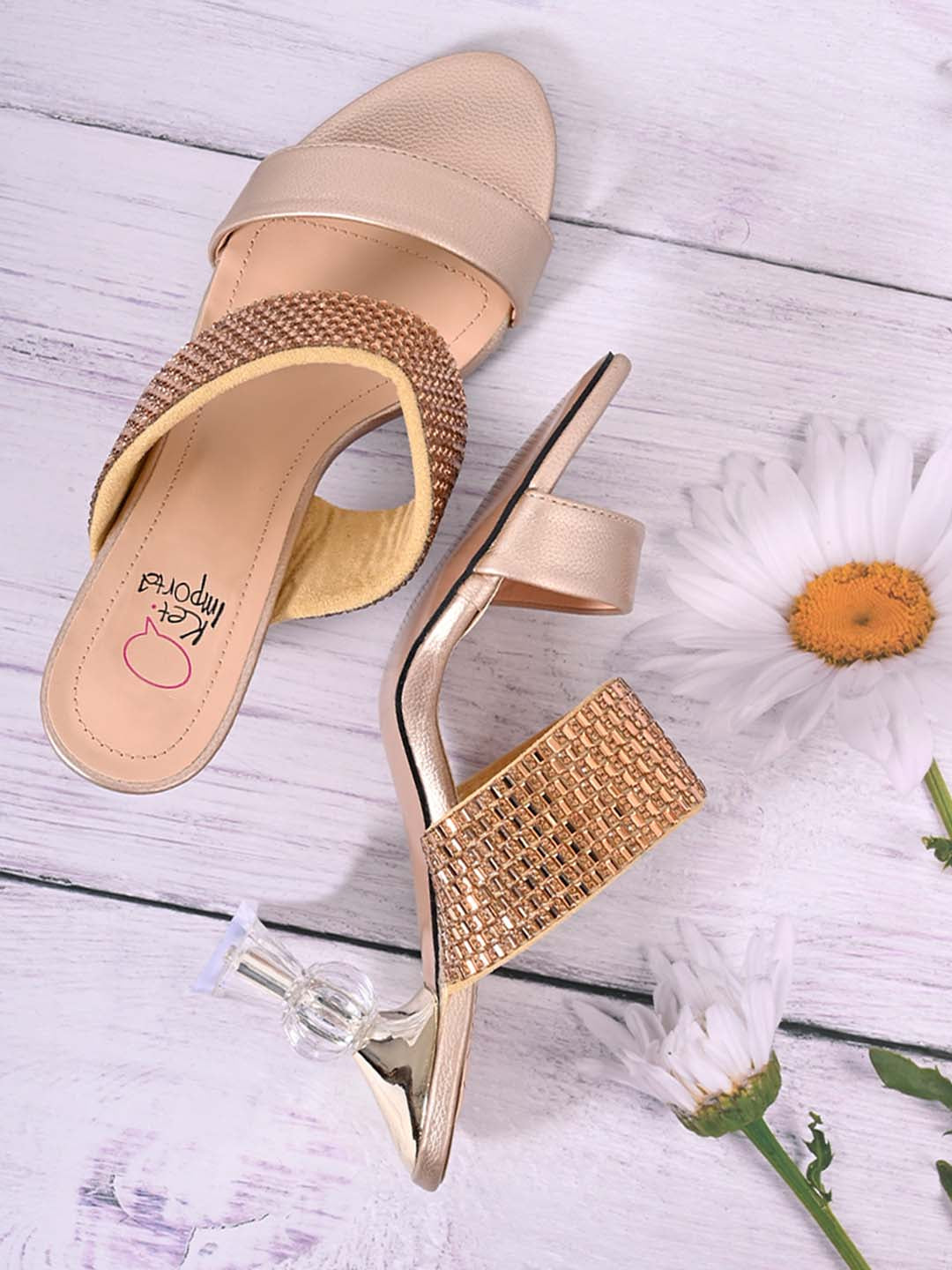 Footwear, Women Footewear, Golden Sandals