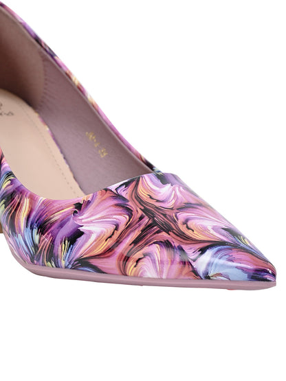 Women Purple Printed Pumps