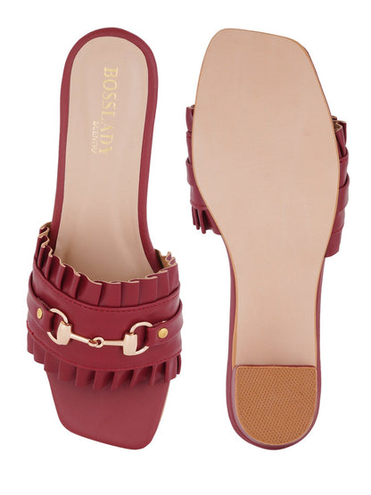 Footwear, Women Footwear, Maroon Sandals