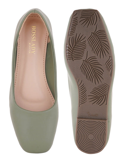 Footwear, Women Footwear, Olive Ballerinas