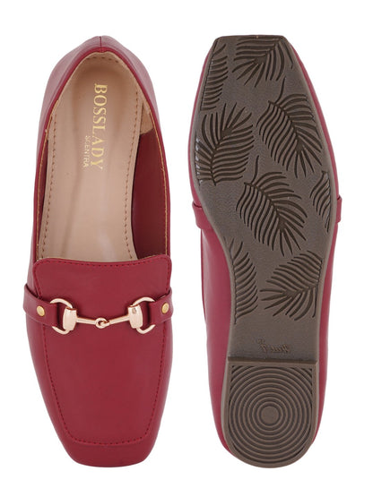 Footwear, Women Footwear, Maroon Loafers