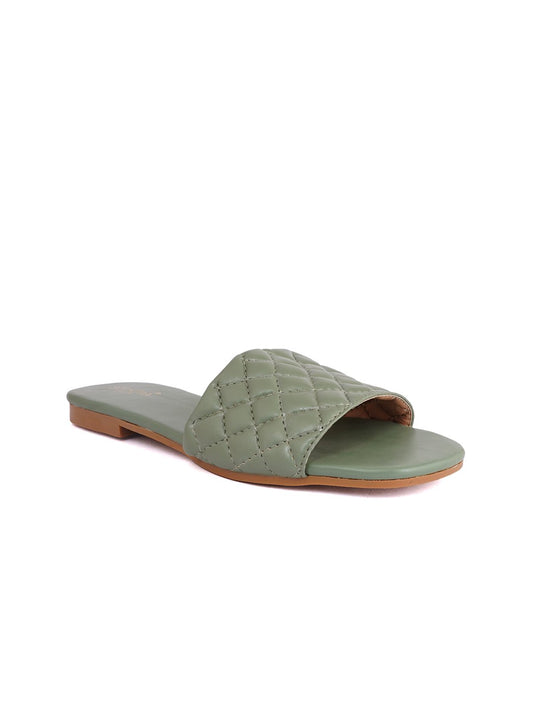 Footwear, Women Footwear, Green Open Toe Flats