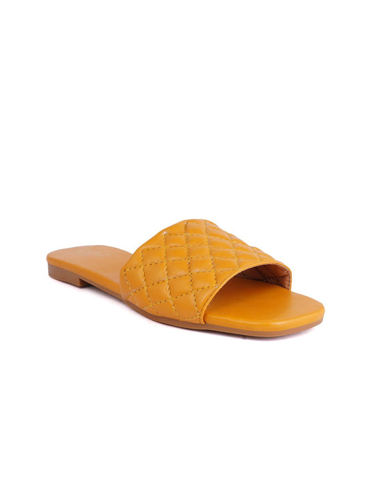 Footwear, Women Footwear, Mustard Open Toe Flats