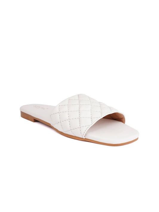 Footwear, Women Footwear, White Open Toe Flats