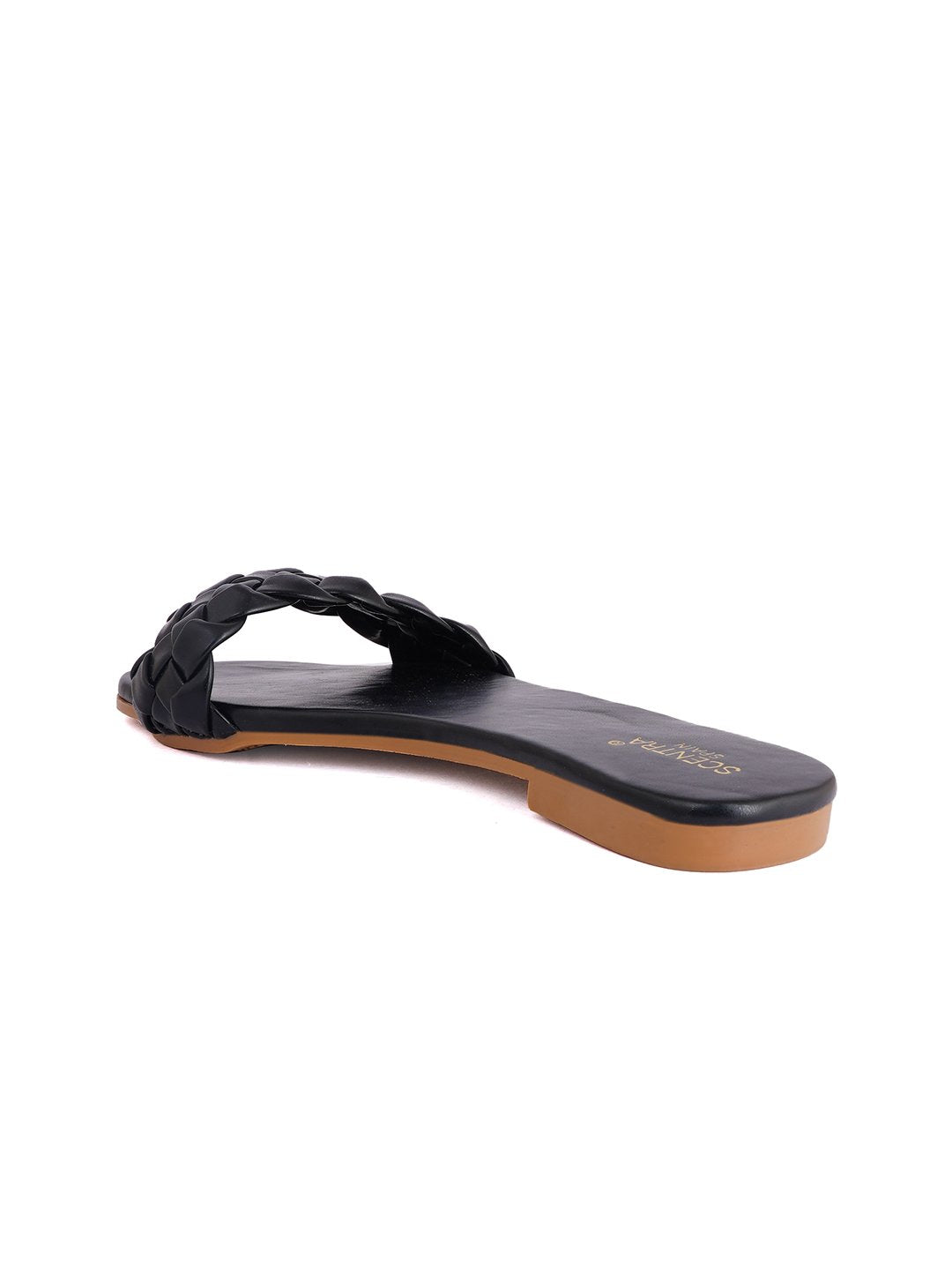 Footwear, Women Footwear, Black Open Toe Flats