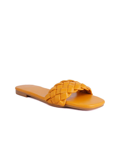 Footwear, Women Footwear, Mustard Open Toe Flats