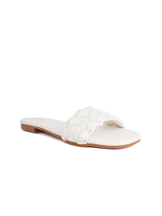 Footwear, Women Footwear, White Open Toe Flats