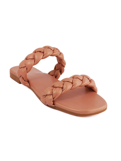 Footwear, Women Footwear, Peach Open Toe Flats