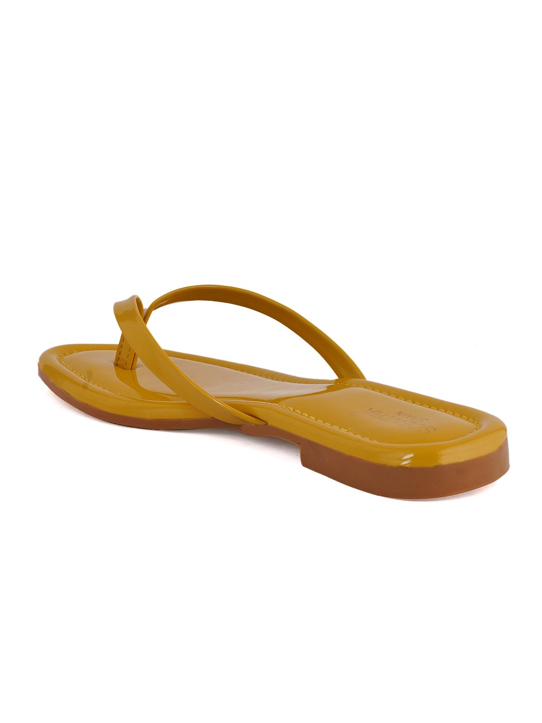 Footwear, Women Footwear, Mustard T-Strap Flats