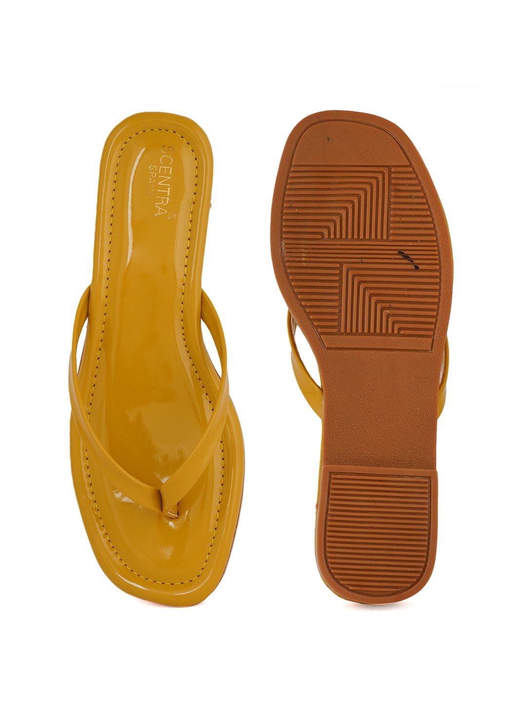 Footwear, Women Footwear, Mustard T-Strap Flats