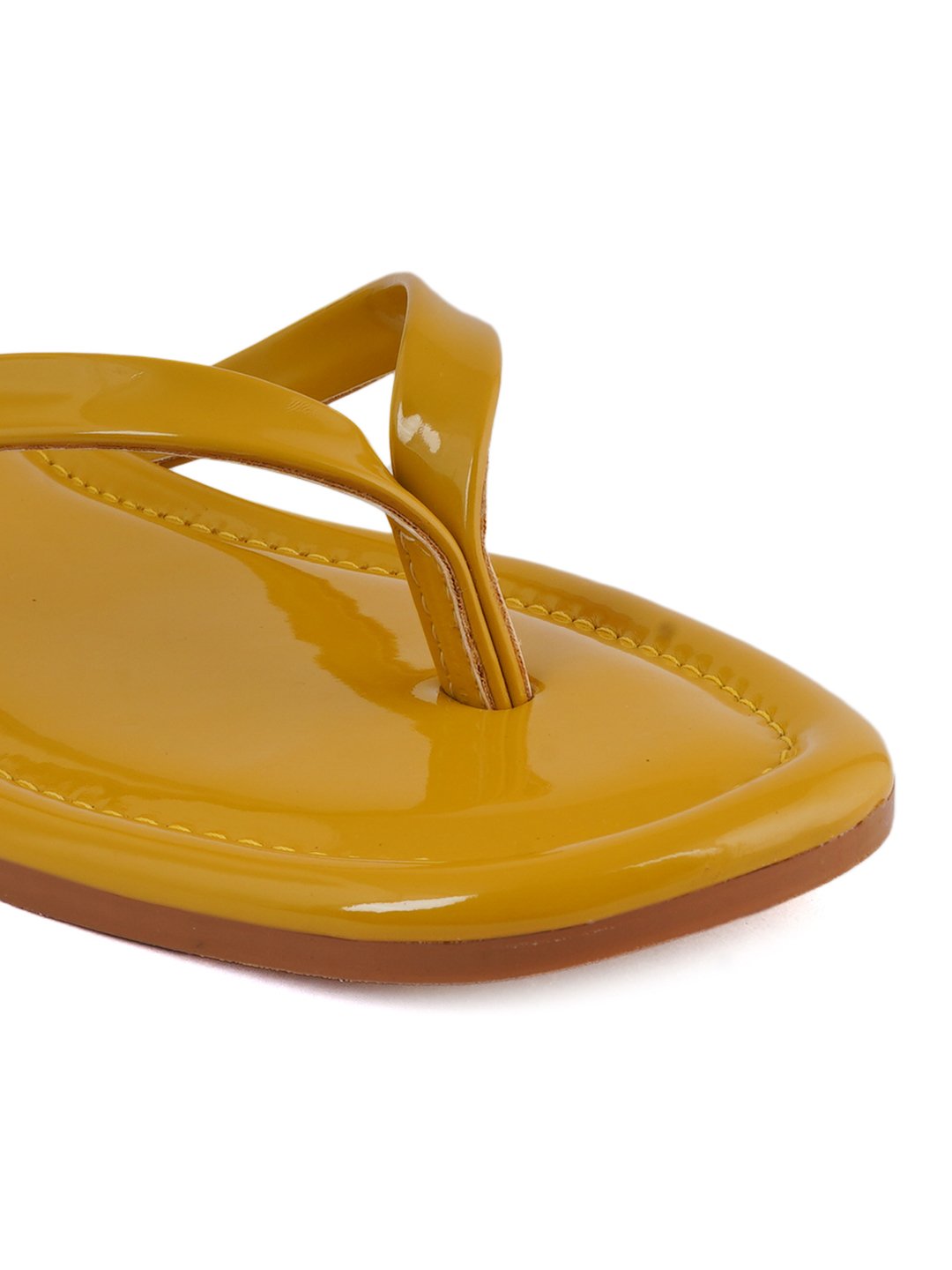 Footwear, Women Footwear, Mustard T-Strap Flats