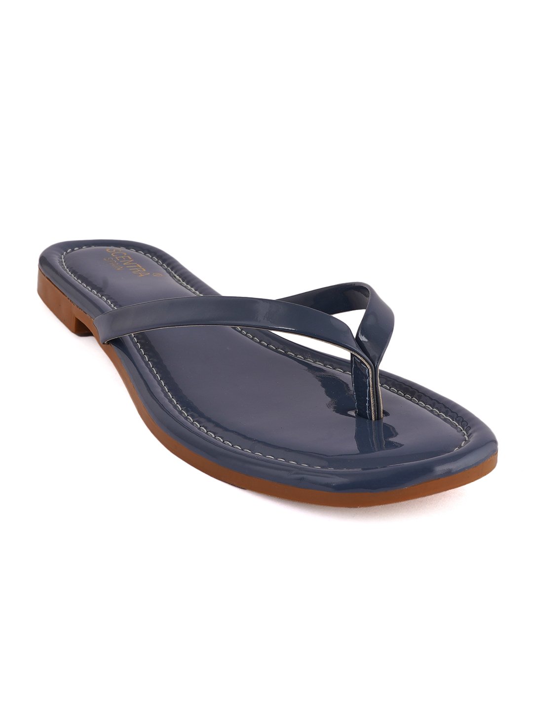 Melissa Odabash Leather Flip Flops in Navy | Official Website