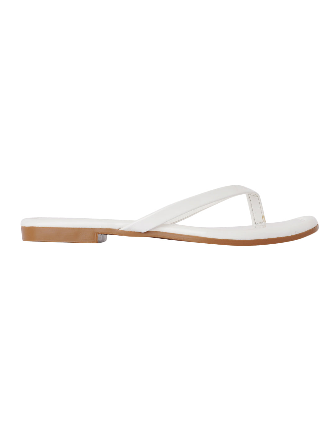 Footwear, Women Footwear, White T-Strap Flats