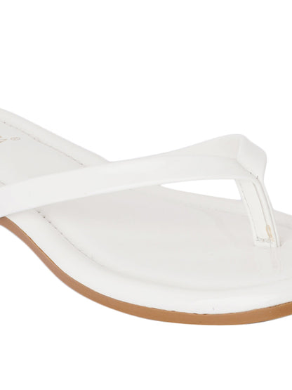 Footwear, Women Footwear, White T-Strap Flats