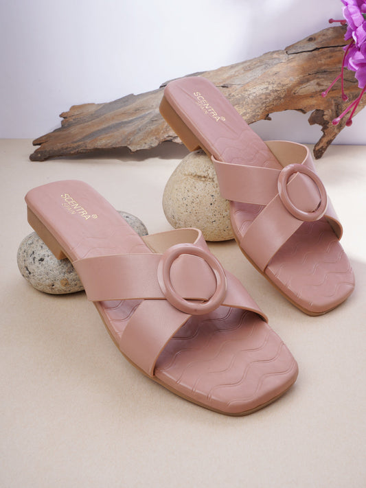 Footwear, Women Footwear, Nude Open Toe Flats