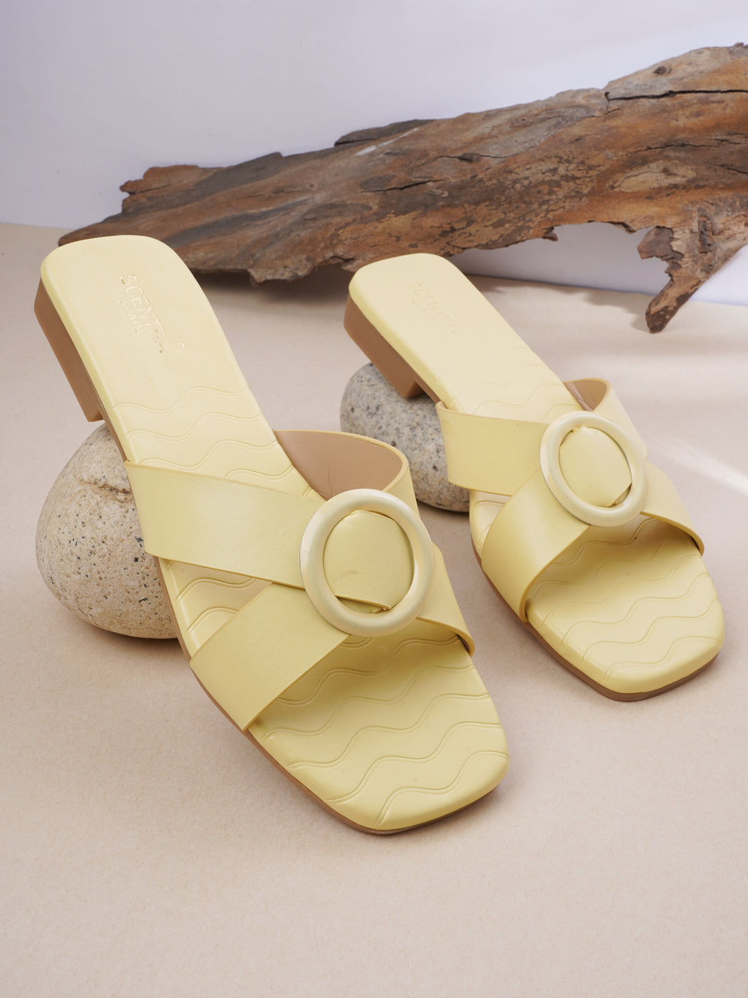 Footwear, Women Footwear, Yellow Open Toe Flats