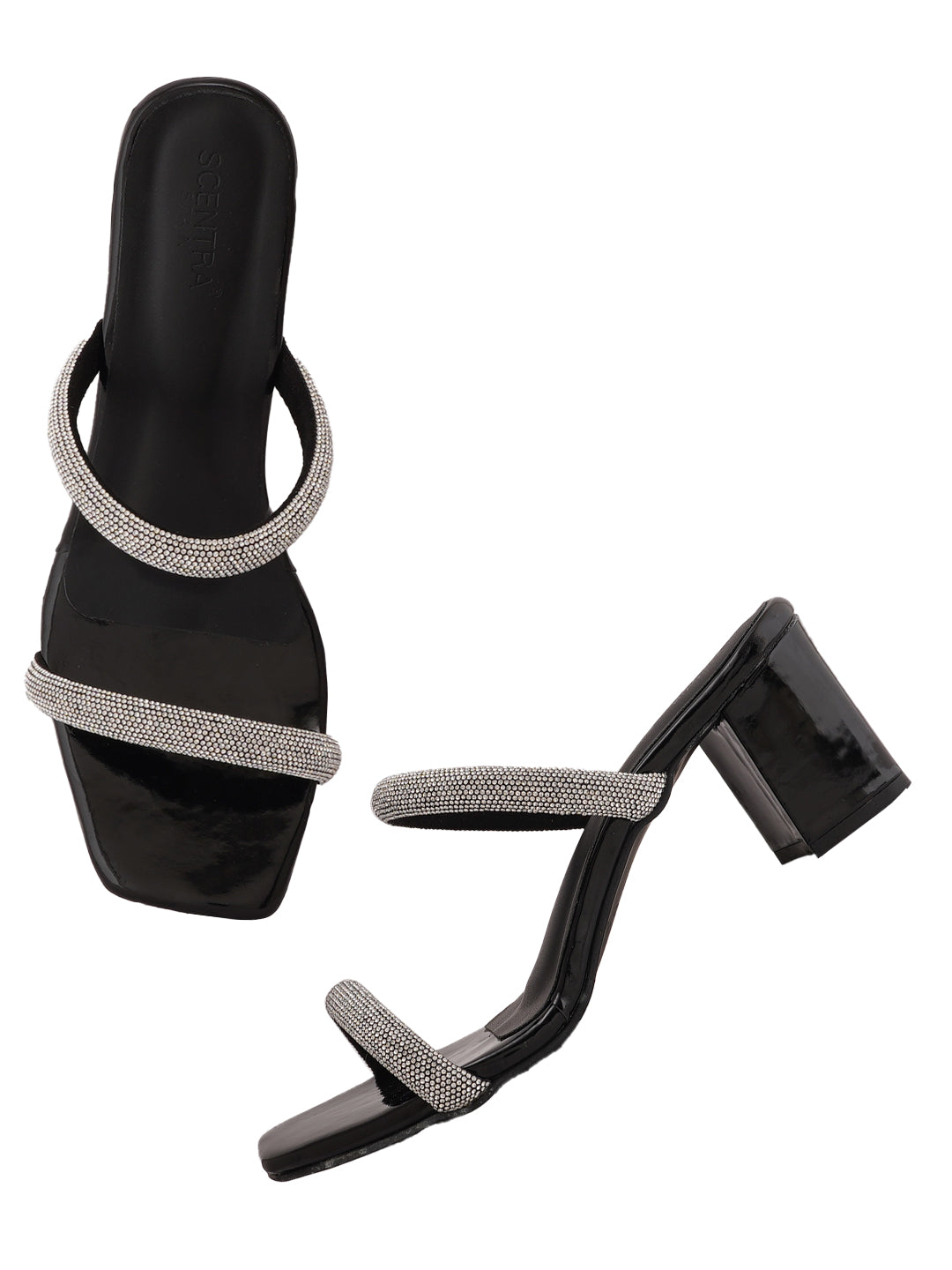 Buy Black Pearl Strappy Heels by Modanta Footwear Online at Aza Fashions.