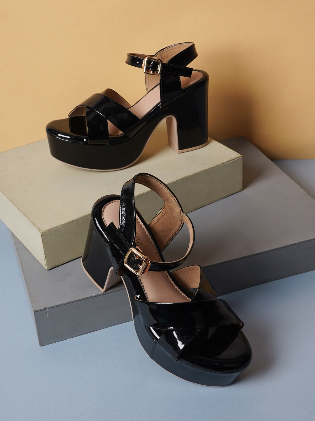 Women BLACK Solid/Plain Sandals