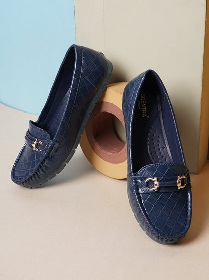 Footwear, Women Footwear, Navy Blue Loafers