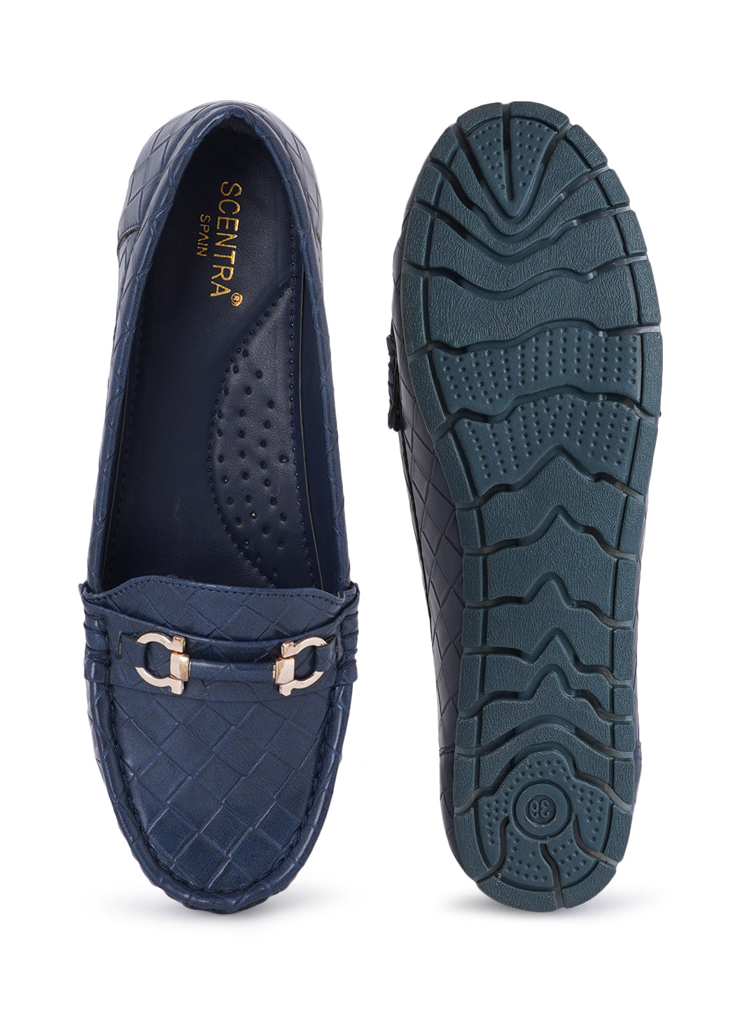 Footwear, Women Footwear, Navy Blue Loafers