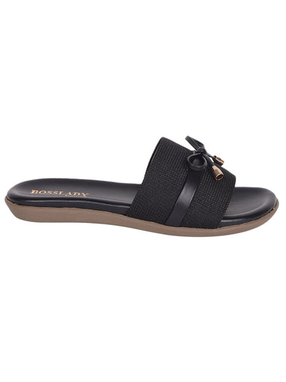 Footwear, Women Footwear, Black Open Toe Flats