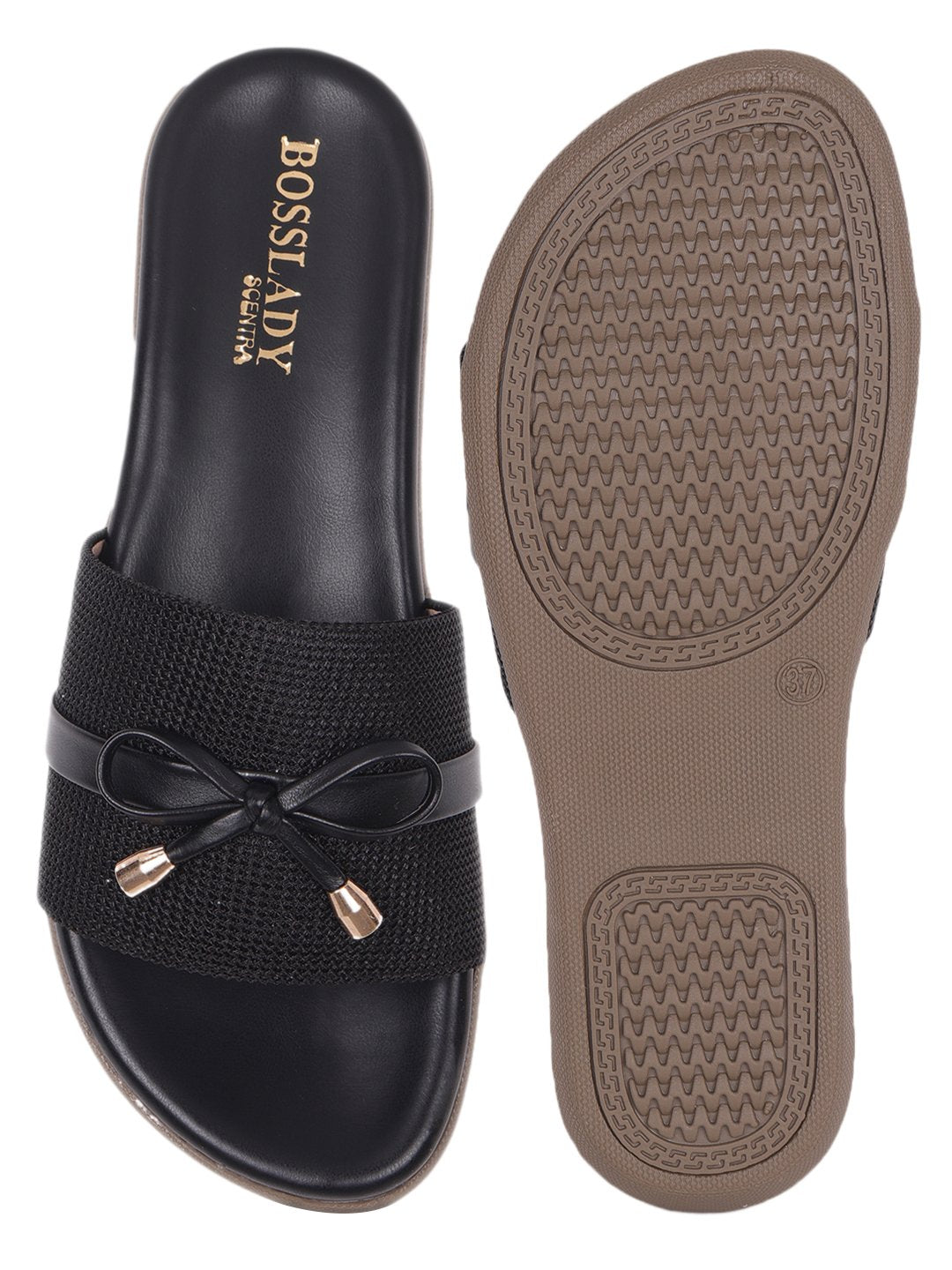 Footwear, Women Footwear, Black Open Toe Flats