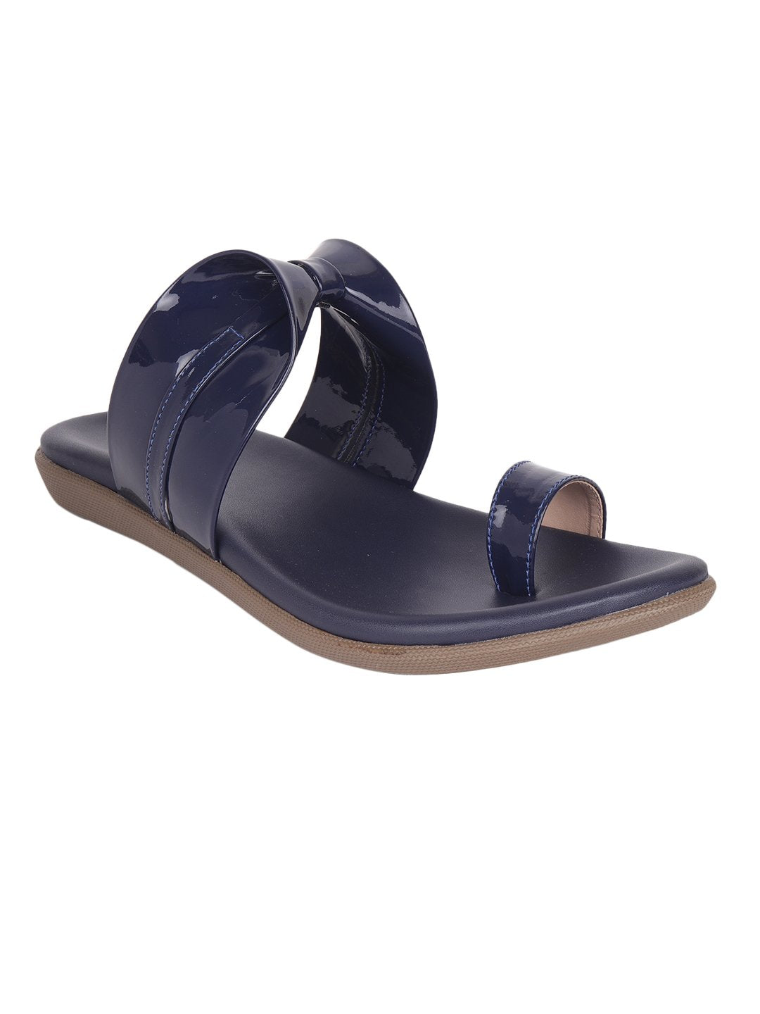 Footwear, Women Footwear, Navy Blue One Toe Flats