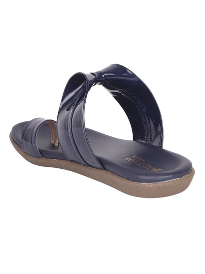 Footwear, Women Footwear, Navy Blue One Toe Flats