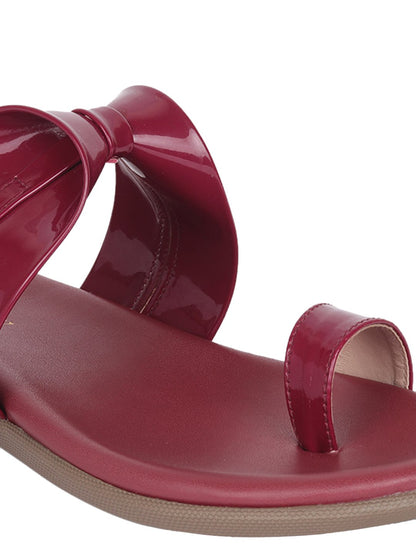 Footwear, Women Footwear, Maroon One Toe Flats