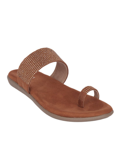 Footwear, Women Footwear, Brown One Toe Flats