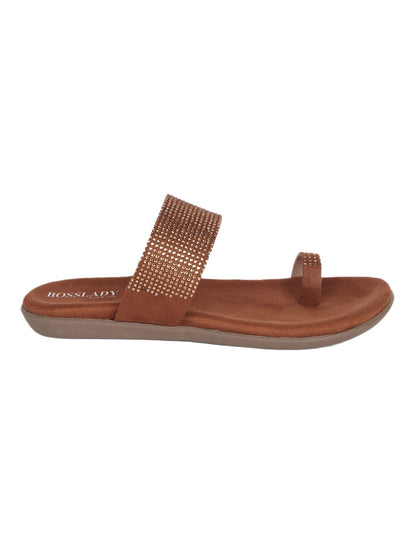 Footwear, Women Footwear, Brown One Toe Flats