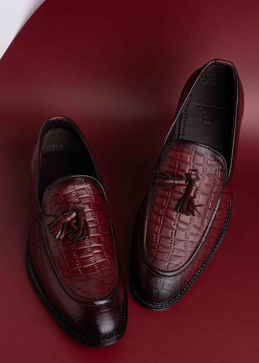  Footwear, Men Footwear, Burgundy Formal Loafers