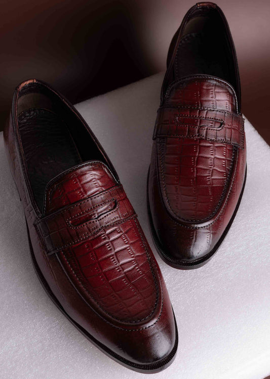  Footwear, Men Footwear, Burgundy Formal Loafers