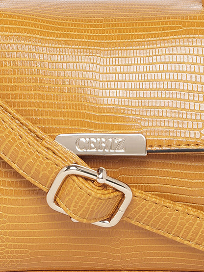 Women Mustard Textured Handheld Bag