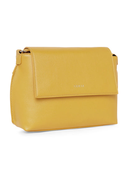 Women Mustard Solid Sling Bag