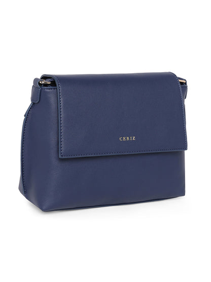 Women Navy Blue Solid Sling Bag