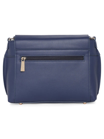 Women Navy Blue Solid Sling Bag