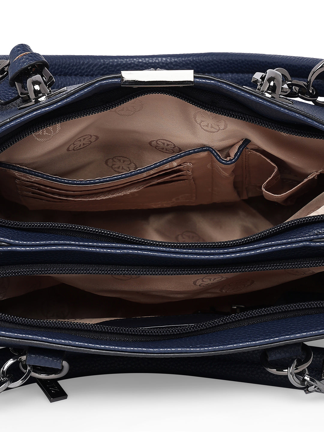 Women Navy Blue Solid Handheld Bag