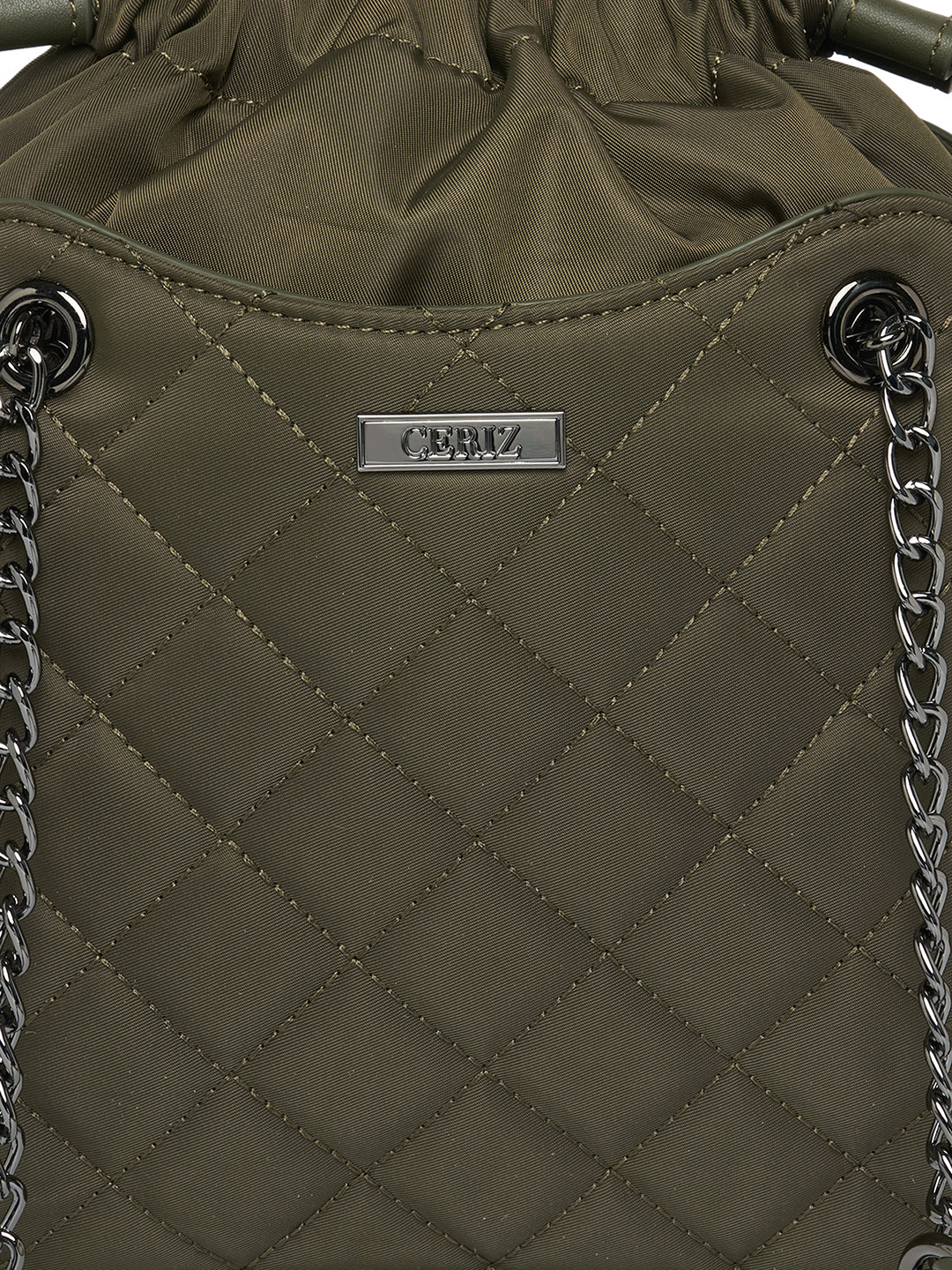 Women Olive Checked Sling Bag