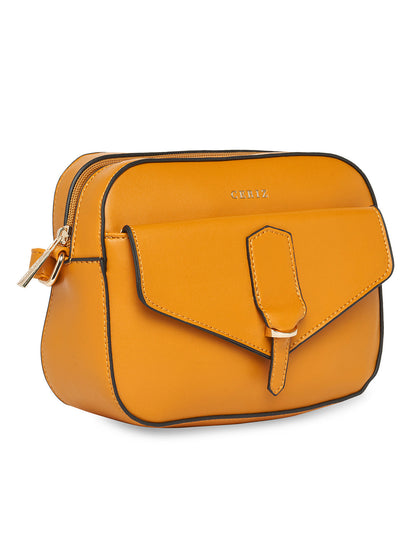 Women Mustard Solid Sling Bag