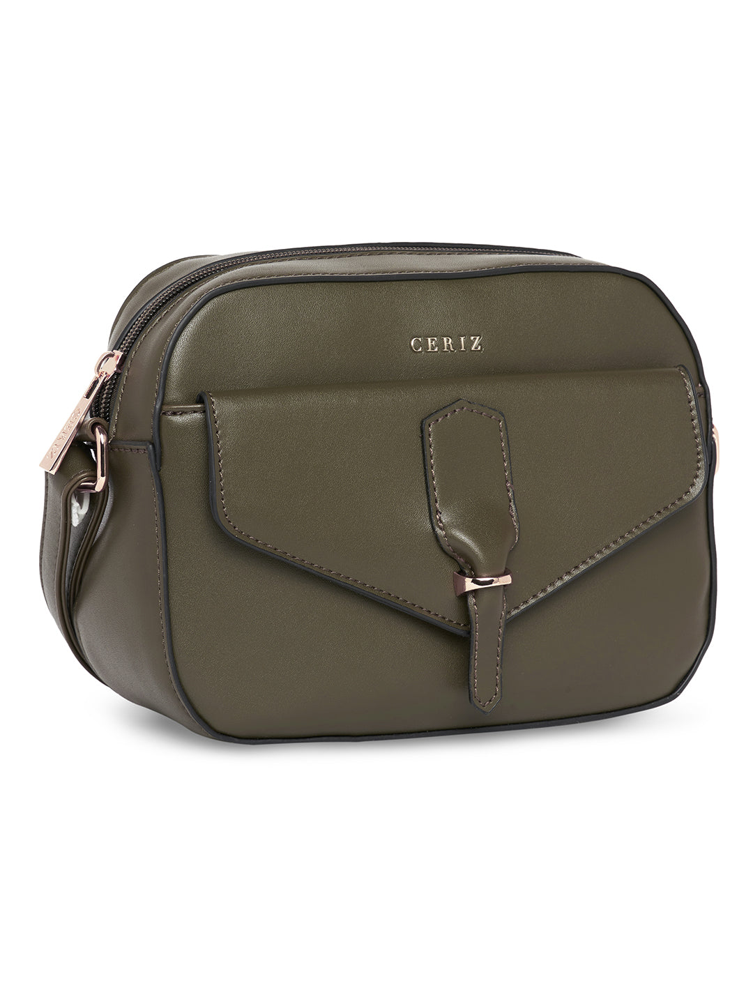 Women Olive Solid Sling Bag