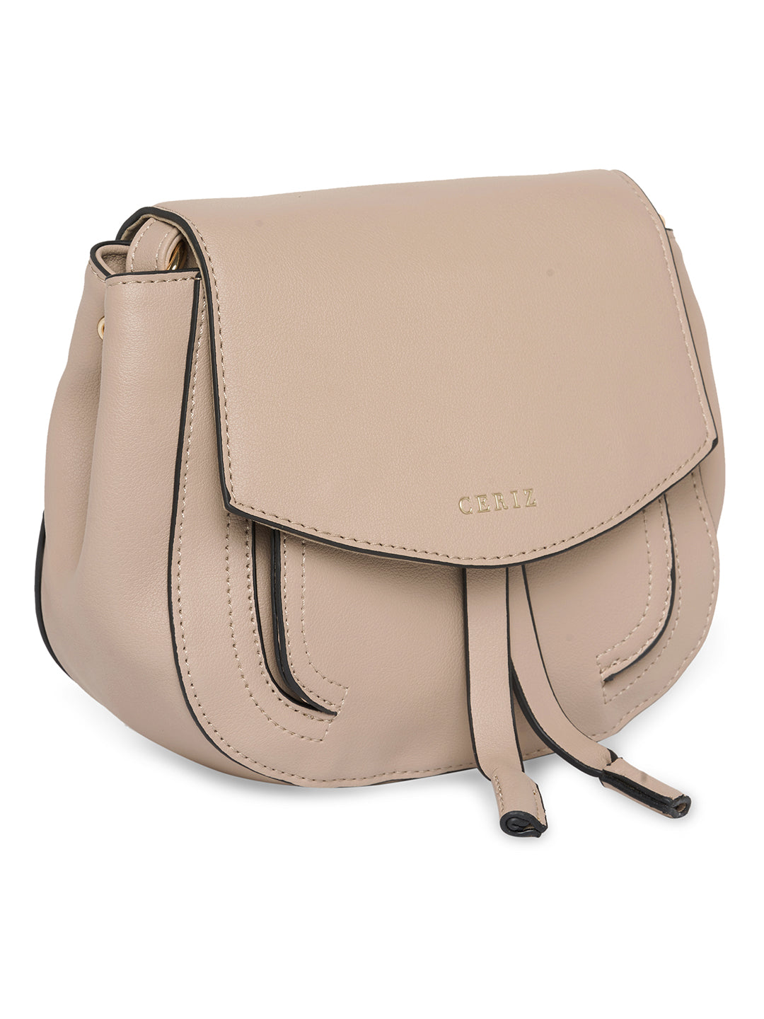 Women Beige Solid Sling Bag