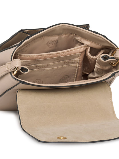 Women Beige Solid Sling Bag