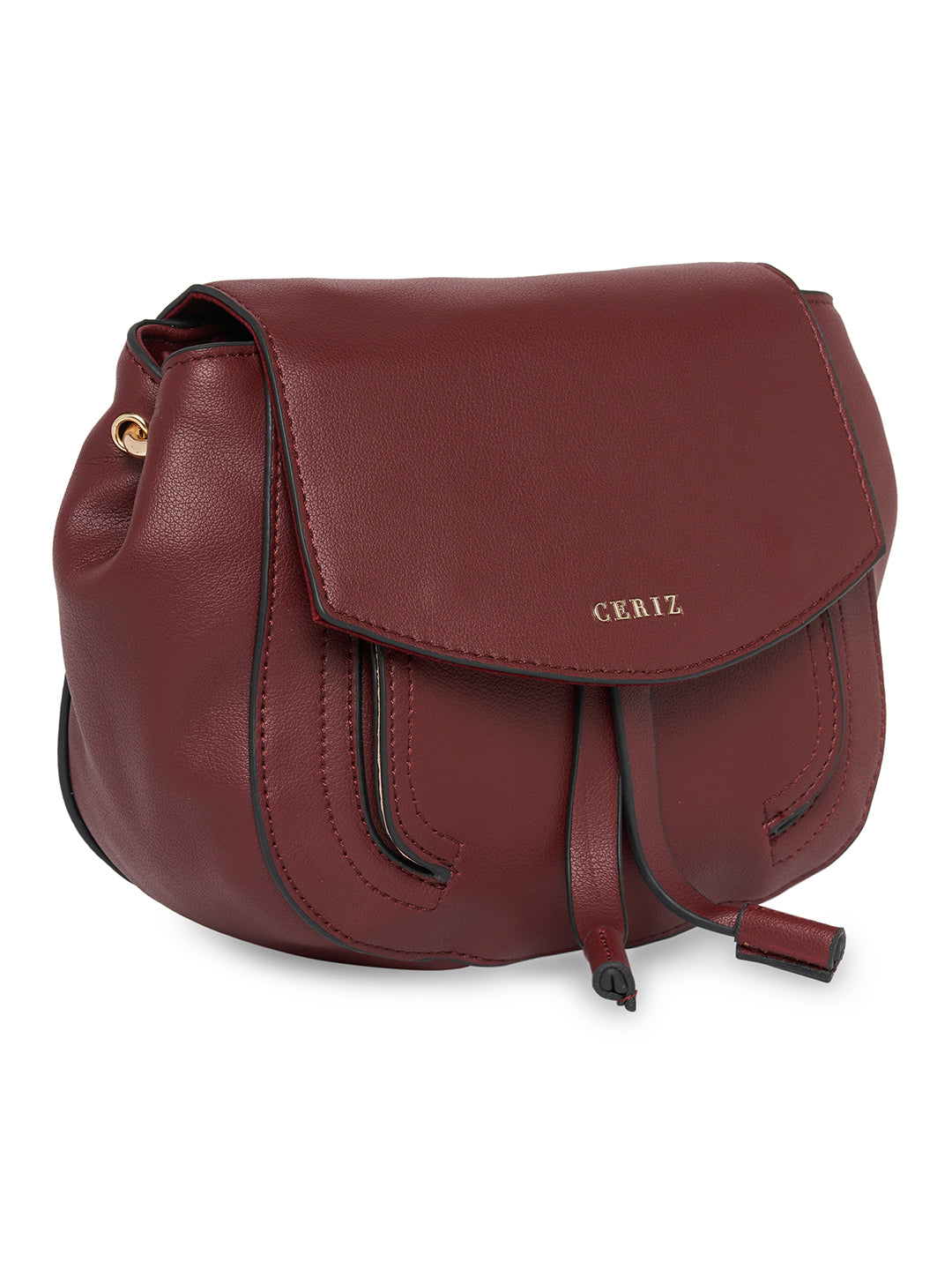 Women Burgundy Solid Sling Bag