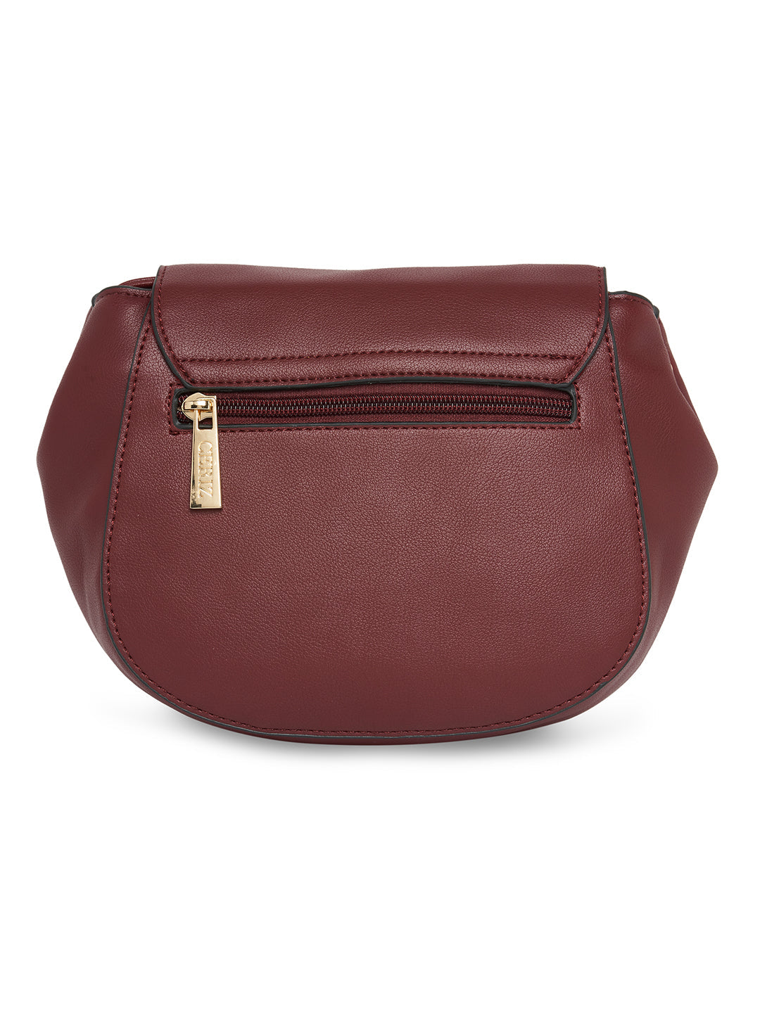 Women Burgundy Solid Sling Bag