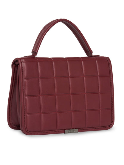 Women Burgundy Checked Sling Bag