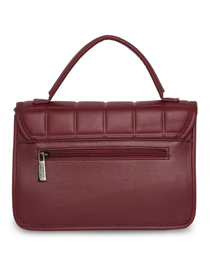 Women Burgundy Checked Sling Bag