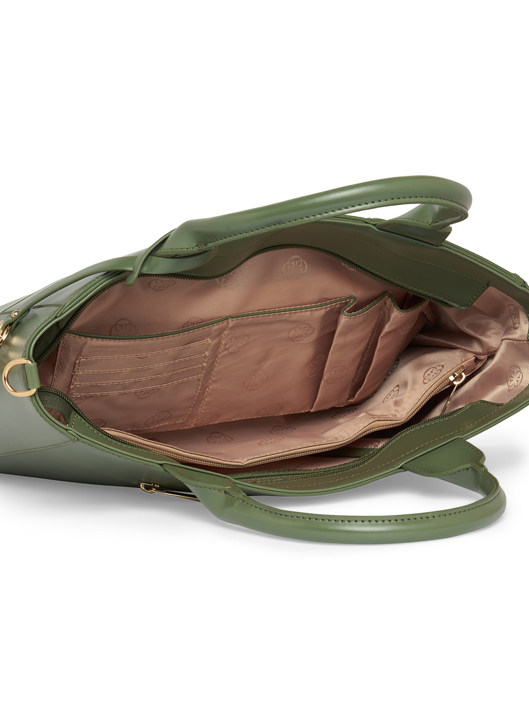 Women Olive Checked Handheld Bag